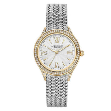 PRE-OWNED Anne Klein New York 12/2291SVTT silver Tone Watch with Swarovski Crystals