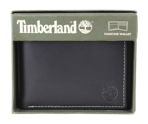 Timberland Men's Genuine Leather Passcase Credit Card Id Billfold Wallet (black)