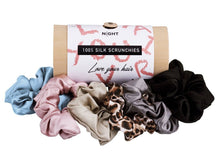 Load image into Gallery viewer, NEW Night Save The Hair 100% Silk Scrunchies 6 Pack