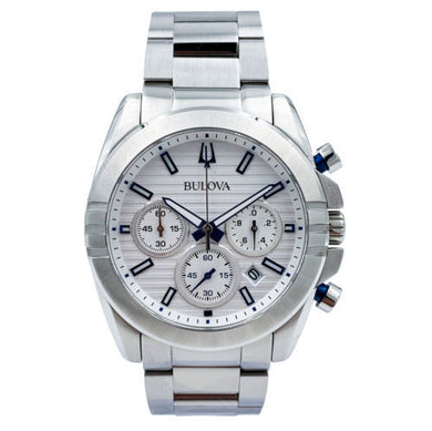 NEW Bulova 96B307 Stainless Steel White Dial Chronograph Men's Quartz Watch