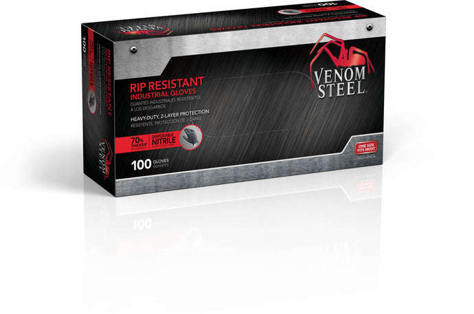 New Venom Steel Nitrile Gloves, Heavy Duty 2- Layer Protection Disposable Latex Free Gloves, 6 mil Thick, One Size Fits Most, 100 Count