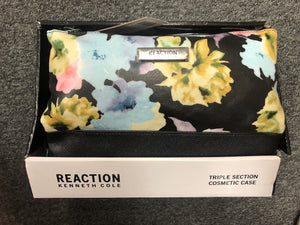 Kenneth Cole Reaction Triple Section Cosmetic Case Travel Bag NEW