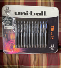 Load image into Gallery viewer, New Open Box Uni-Ball 207 Vibrant Gel 12 Pens each  Medium 0.7mm 9 Black 3 Blue
