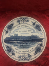 Load image into Gallery viewer, Royal Goedewaagen Blue Delft Plate,Inaugural Cruise of HOLLAND AMERICA Noordam