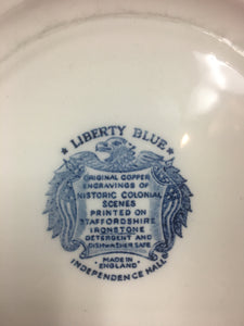 Pre-owned. Liberty Blue Plate Historical Colonial Scenes printed on staff or dshire ironstone made in England