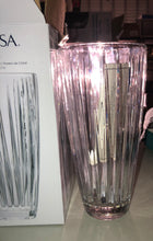 Load image into Gallery viewer, New open box Mikasa, 12” Crystal Flower Vase Etched Vertical Line Pattern