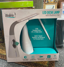 Load image into Gallery viewer, BRAND NEW UltraBrite - LED Desk Lamp with Bladeless Fan, White