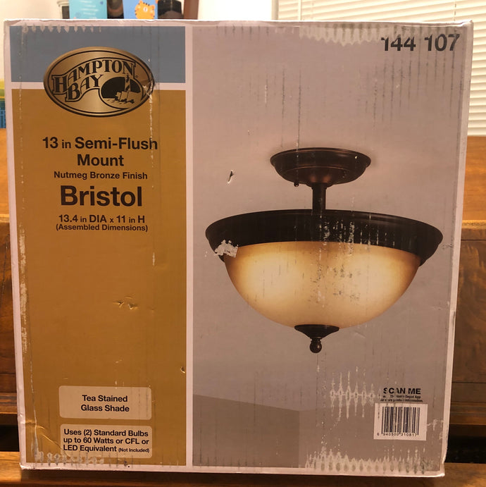 New Hampton Bay Bristol 13 in. 2-Light Nutmeg Bronze Semi-Flush Mount