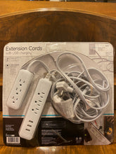 Load image into Gallery viewer, Jasco 2 Pack 8ft. Extra-Long Flat Corded Extension Cords With USB Charging Open Box