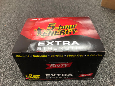 New 5 Hour Energy Extra Strength Berry 1.93 oz Shots Five Sugar Free 12 Count Box