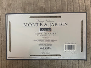 New Luxury Monte & Jardin Velvet Soft Queen Blanket 92x98 Plush Beige