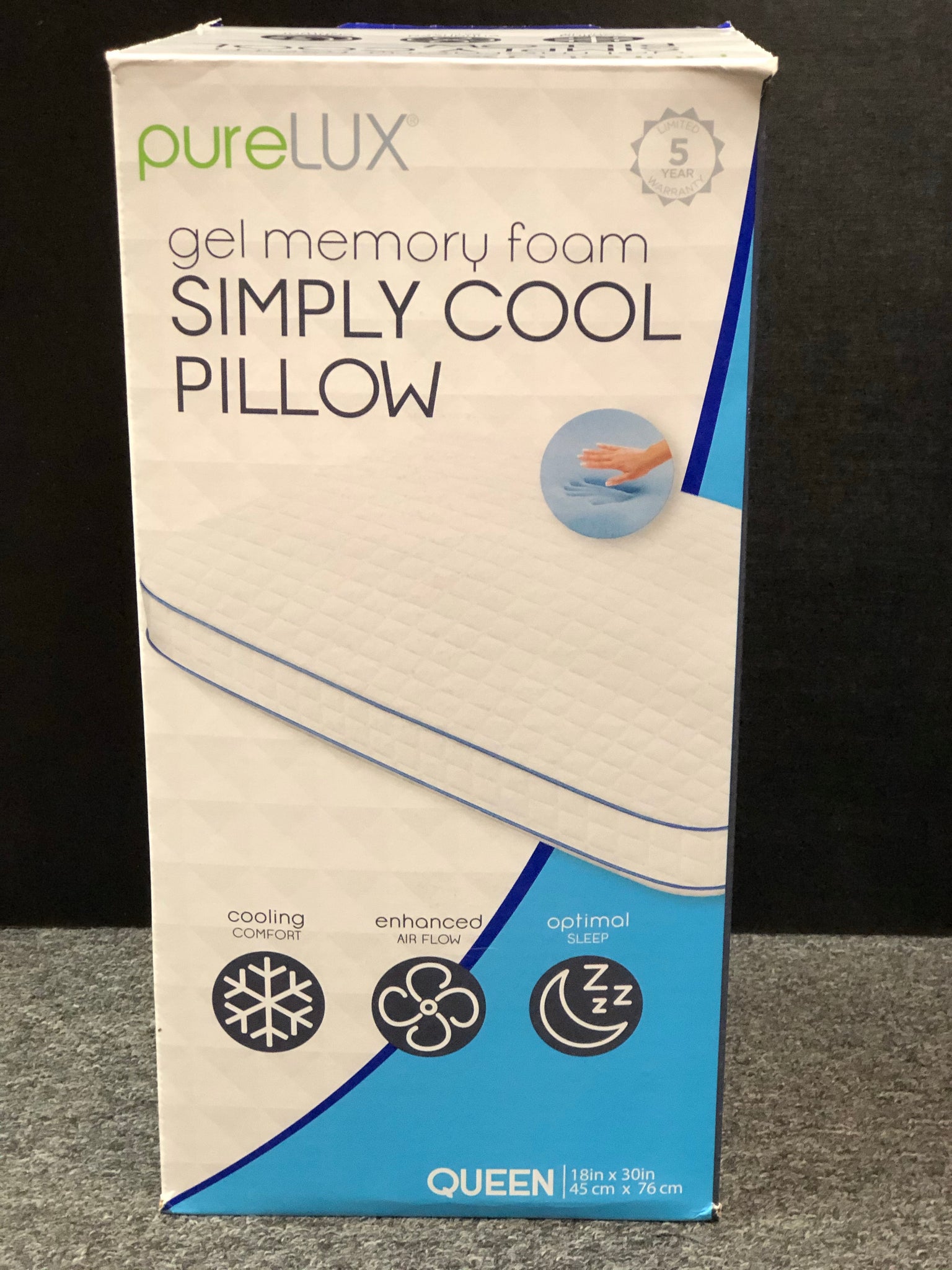 PureLUX® Simply Cool Gel Memory Foam Pillow Queen 18 x 30