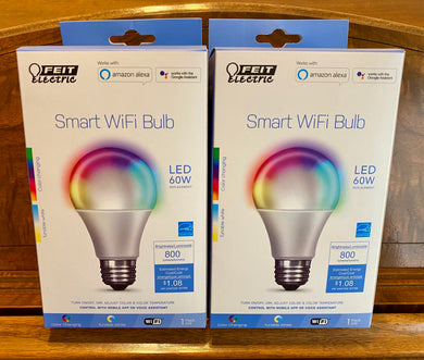 Brand New 2-Pack FEIT Electric Smart WiFi LED Color Changing & Dimmable 60W