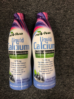 Reviva Liquid Calcium 32 Ounces, Blueberry 2 pack sealed