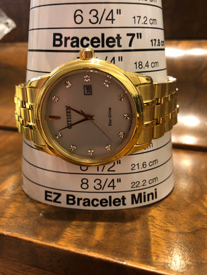 Citizen Eco-Drive Men's Diamond Accents Gold-Tone Bracelet 39mm Watch BM7342-50A