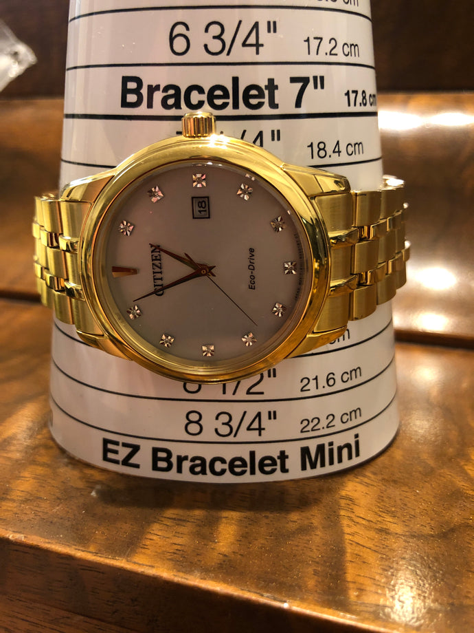 Citizen Eco-Drive Men's Diamond Accents Gold-Tone Bracelet 39mm Watch BM7342-50A