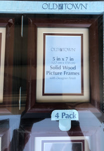 New 4 Pack Solid Wood Picture Frames Double-Bevel Mats 5" x 7" Old Town