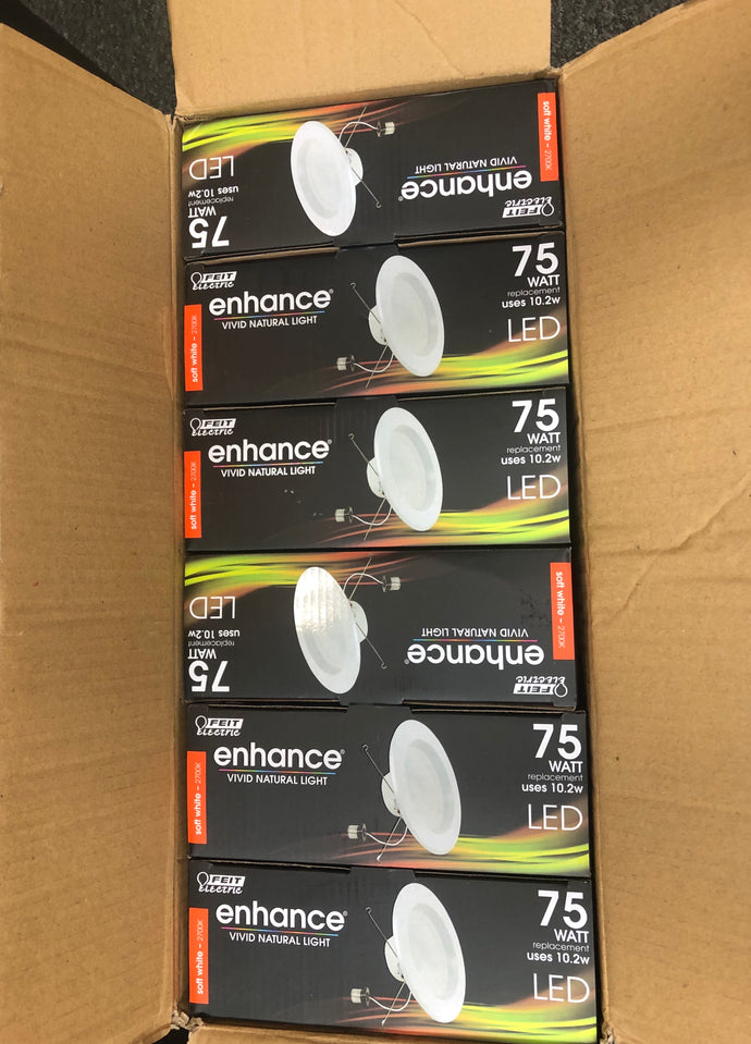 Feit Electric Enhance Recessed Downlight w/ trim 75 Watt LED 6 pack Soft White