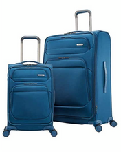 Load image into Gallery viewer, Pre owned Samsonite Epsilon NXT 2-piece Softside Spinner Luggage Set 27”&amp; 20” Blue