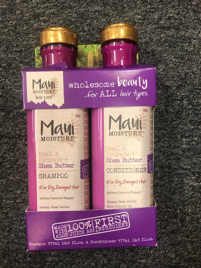 Maui Moisture Heal Hydrate Shea Butter Shampoo and Conditioner Set 19.5 Fl Oz