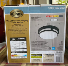 Load image into Gallery viewer, NEW  Hampton Bay 11 in. 1-Light Round Black LED Indoor Outdoor Flush Mount Porch Ceiling Light 830 Lumens 3 Color Temp Changes Wet Rated