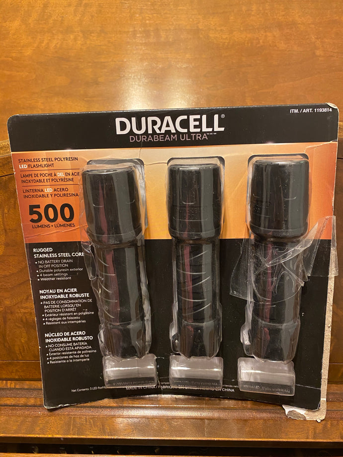 Pre-owned Duracell 3 flashlights WITHOUT BATTERIES perfect condition Durabeam Ultra LED500 Lumens