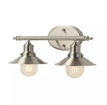 Load image into Gallery viewer, Home Decorators Glenhurst 2-Light Brushed Nickel Retro Vanity Light w/Metal Shade