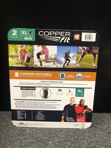 Copper Fit Freedom Knee Sleeve 2 Pack, Copper Infused Compression Sleeve, XLarge 16”-18”