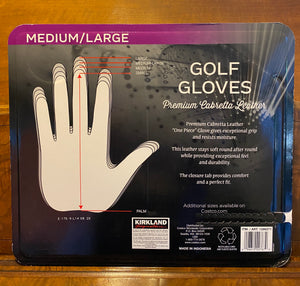 New Kirkland Signature Men's Leather Medium/Large Golf Gloves with Ball Marker, 3 Pack