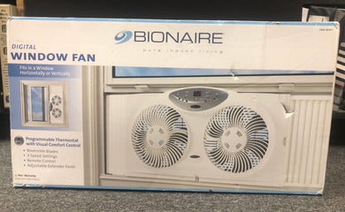 Bionaire Twin Window Fan Programmable Digital Thermostat Reversible Blade Remote