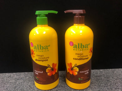 New Alba Botanica Coconut Milk Mega Moisture Shampoo and Conditioner, 34 Fl Oz