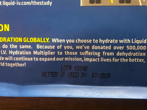 New open box Liquid I.V. Hydration Multiplier Drink Mix Lemon lime 30 Packs Expired on this date 07/2020