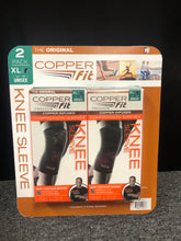 Load image into Gallery viewer, Copper Fit Freedom Knee Sleeve 2 Pack, Copper Infused Compression Sleeve, XLarge 16”-18”