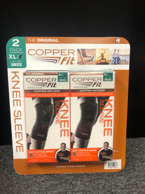 Copper Fit Freedom Knee Sleeve 2 Pack, Copper Infused Compression Sleeve, XLarge 16”-18”