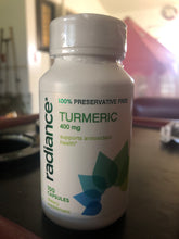 Load image into Gallery viewer, Radiance Turmeric 400 mg. Supports Antioxidant Health. 100 Capsules Dietary Supplement.