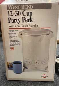 Pre Owned Vintage West Bend Party Perk 57630 Percolator Coffee Maker 12-30 Cups