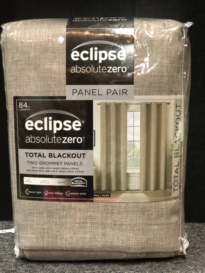 NEW eclipse absolute zero panel pair TWO GROMMET PANNELS MAX TAUPE COLOR IN BAG