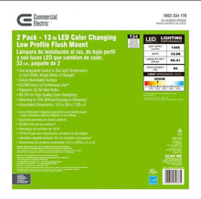 Load image into Gallery viewer, New Commercial Electric 13" Oil Rubbed Bronze, Color Changing LED Flush Mount 2-Pack