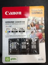 Load image into Gallery viewer, New Genuine Canon 210XL; 210XL Black Ink and 211 Color Ink