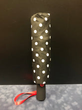 Load image into Gallery viewer, Shedrain umbrella black with polka dots