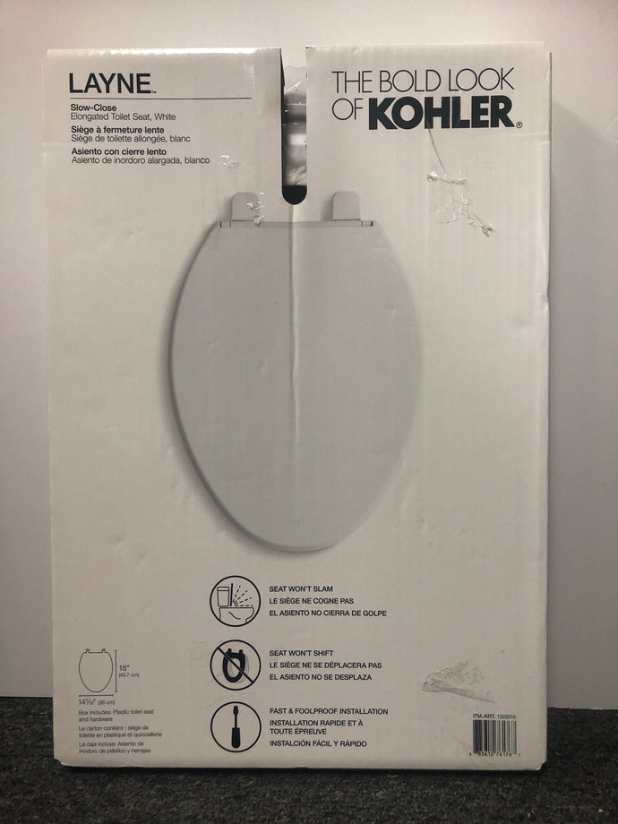 Kohler Layne Antimicrobial Slow-Close Elongated Toilet Seat Cover White