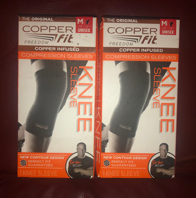 New open box Copper Fit Freedom Knee Sleeve 2 Pack, Copper Infused Compression Sleeve, M 13”-14”