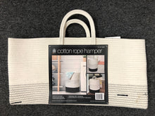 Load image into Gallery viewer, New Mesa Cotton Rope Hamper White Black 17" D x 21" H