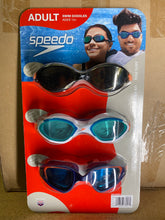 Load image into Gallery viewer, Brand New Speedo Adult Swim Goggles 3 Pack Ages 14+ Anti-fog Swim Goggles