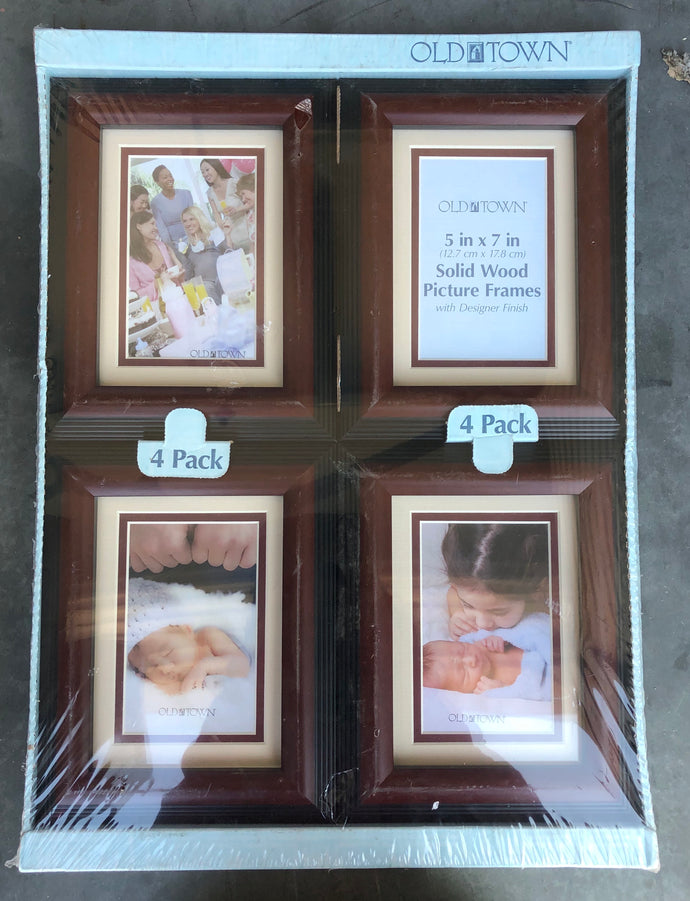 New 4 Pack Solid Wood Picture Frames Double-Bevel Mats 5