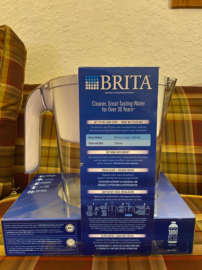 BRITA 10 cup White Grand Water Pitcher with one Filter 40 Gallon