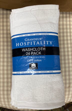 Load image into Gallery viewer, New Grandeur Hospitality Washcloth 24 Pack, White, 13 in x 13 in, 100% cotton