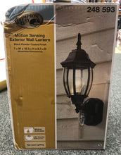 Load image into Gallery viewer, New damaged box Hampton Bay Motion Sensing exterior wall lantern Black Power Coated