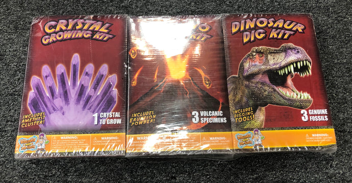 Brand new Discover with Dr. Cool 3 Pack Science Kit - Growing Crystal,Volcano + Dino Dig