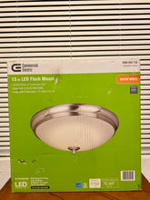 Load image into Gallery viewer, NEW Commercial Electric 13 in. 60-Watt Equivalent Brushed Nickel Integrated LED Flush Mount with White Glass Shade